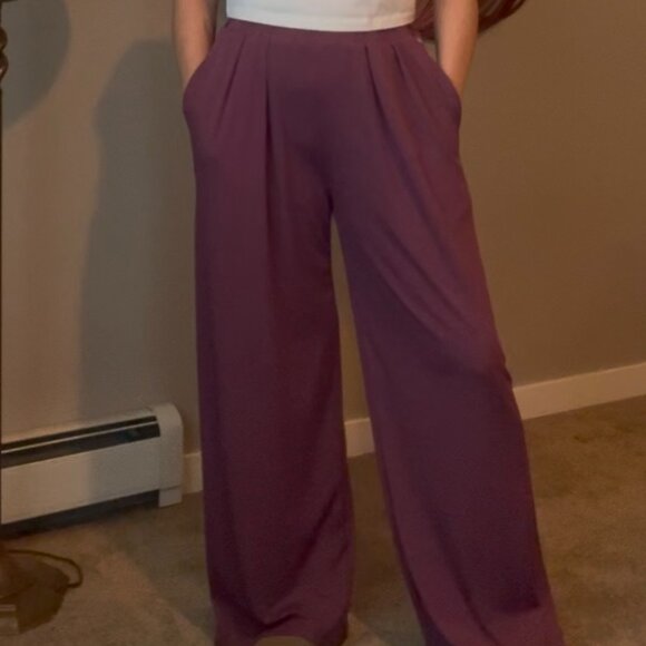 Cider Wide Leg Pleated Pants – Purple – Medium - Picture 5 of 5